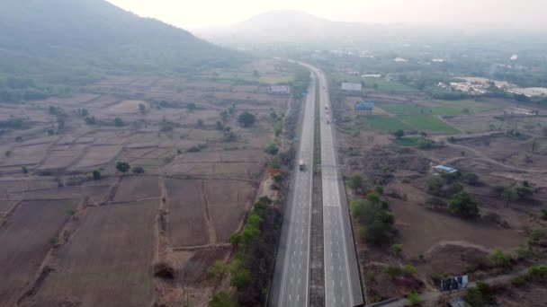 Съёмки Воздуха Автостраде Мумбаи Пуна Возле Пуны Индия Автострада Официально — стоковое видео