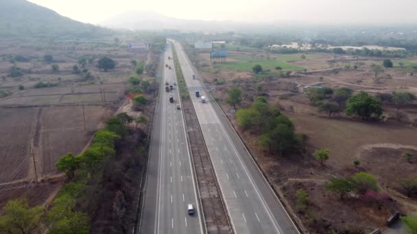 Съёмки Воздуха Автостраде Мумбаи Пуна Возле Пуны Индия Автострада Официально — стоковое видео