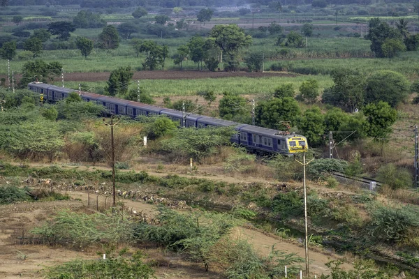 Unidade Múltipla Elétrica Mainline Trem Memu Das Ferrovias Indianas Uruli — Fotografia de Stock