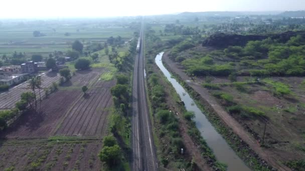 Riprese Aeree Una Centrale Elettrica Più Unità Treno Memu Delle — Video Stock