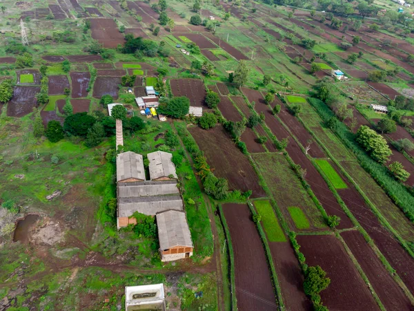 Imagens Aéreas Paisagem Rural Monções Bhor Perto Pune Índia — Fotografia de Stock