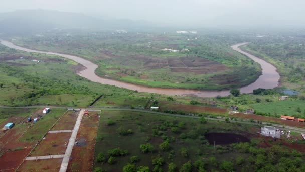 Vedere Aeriană Râului Nira Bhor Lângă Pune India — Videoclip de stoc