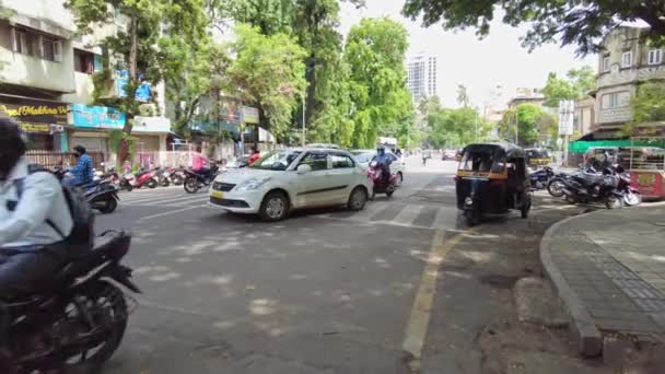 Uma Cena Rua Incluindo Tráfego Pune Índia — Vídeo de Stock