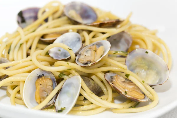 Espaguetis con almejas frescas — Foto de Stock