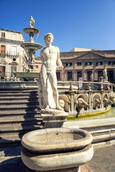 Piękny Widok Piazza Pretoria Lub Piazza Della Vergogna Palermo — Zdjęcie stockowe