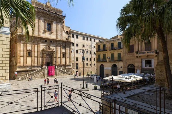 Una Hermosa Vista Palermo Iglesia Santa Maria Dell Ammiraglio Conocida — Foto de Stock