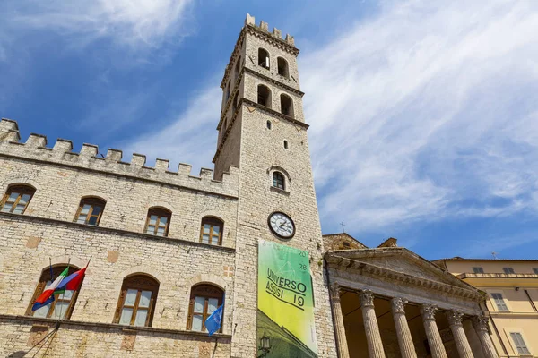 Assisi Italien Unesco Weltkulturerbe Der Minerva Tempel Stadtzentrum — Stockfoto