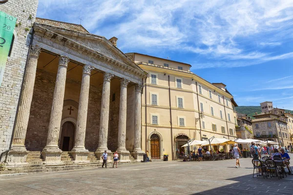 Assisi Italien Unesco Weltkulturerbe Der Minerva Tempel Stadtzentrum — Stockfoto