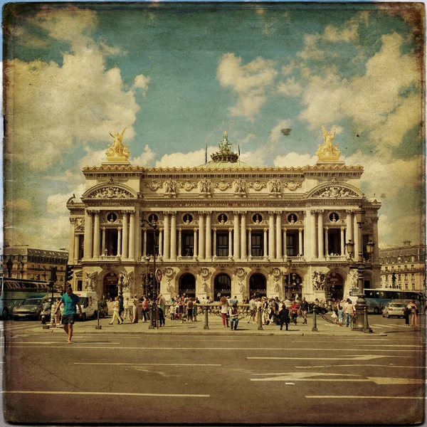 Vista de la Ópera Nacional de París Garnier en estilo vintage — Foto de Stock