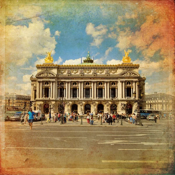 Vista de la Ópera Nacional de París Garnier en estilo vintage — Foto de Stock