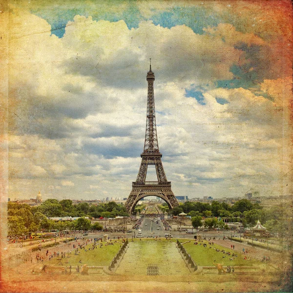 Menara Eiffel di Paris dalam Gaya Vintage — Stok Foto