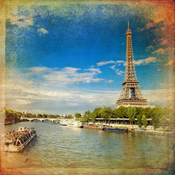 The Eiffel Tower in Paris in vintage style — Stock Photo, Image