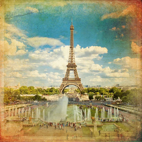 Eiffeltårnet i Paris i Vintage Style – stockfoto