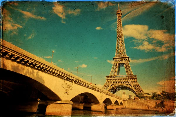 The Eiffel Tower in Paris in vintage style — Stock Photo, Image