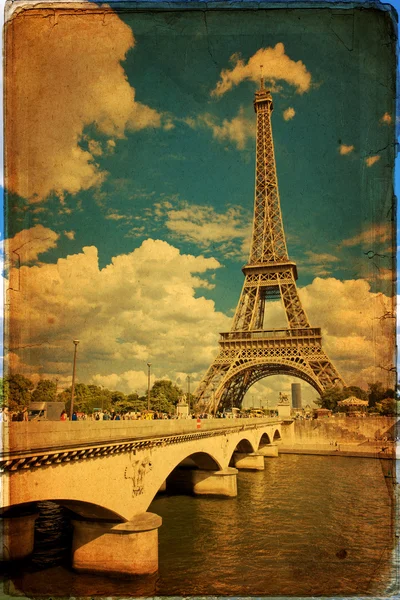 The Eiffel Tower in Paris in vintage style — Stock Photo, Image