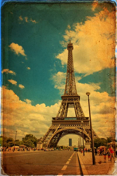 The Eiffel Tower in Paris in vintage style — Stock Photo, Image