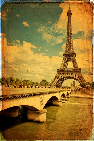 The Eiffel Tower in Paris in vintage style — Stock Photo, Image