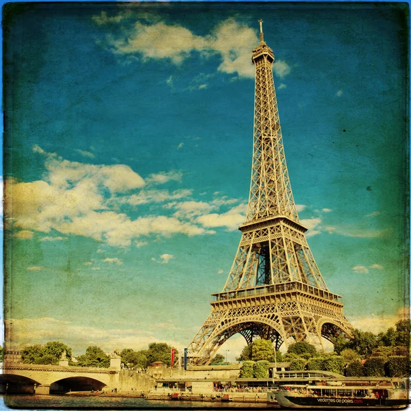 The Eiffel Tower in Paris in vintage style — Stock Photo, Image