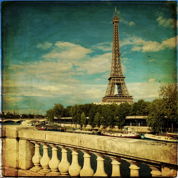 The Eiffel Tower in Paris in vintage style — Stock Photo, Image