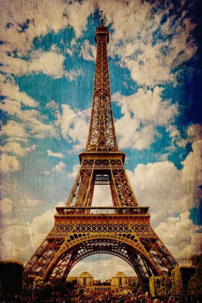 Az Eiffel-torony Párizsban Vintage stílusban — Stock Fotó