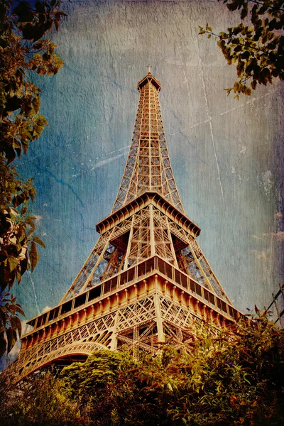 The Eiffel Tower in Paris in vintage style — Stock Photo, Image