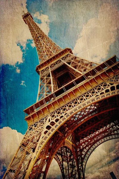 Eiffelova věž v Paříži ve stylu ročníku — Stock fotografie