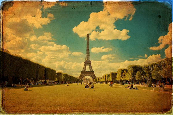 The Eiffel Tower in Paris in vintage style — Stock Photo, Image