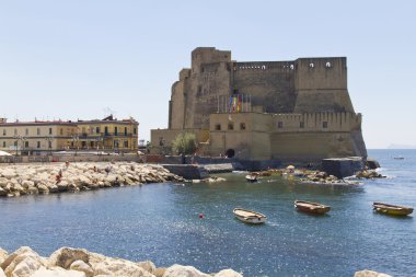 Castel dell'Ovo, a medieval fortress in the bay of Naples, Italy clipart