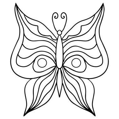 Kelebek. Boyama sayfası, çizgi sanatı. İzole vektör klipsi sanat ögesi