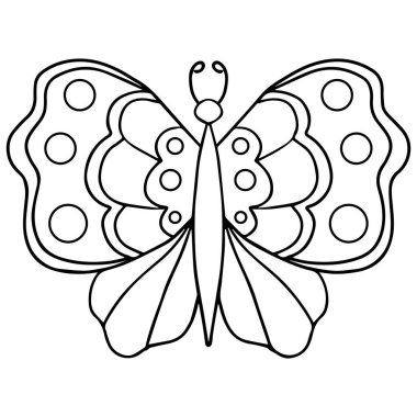 Kelebek. Boyama sayfası, çizgi sanatı. İzole vektör klipsi sanat ögesi