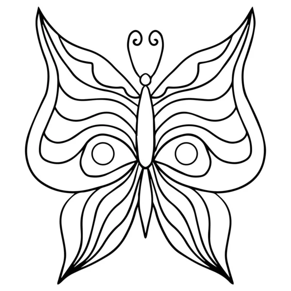 Kelebek. Boyama sayfası, çizgi sanatı. İzole vektör klipsi sanat ögesi