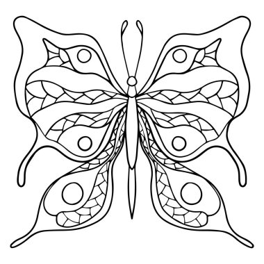 Kelebek. Boyama sayfası, çizgi sanatı. İzole vektör klipsi sanat ögesi