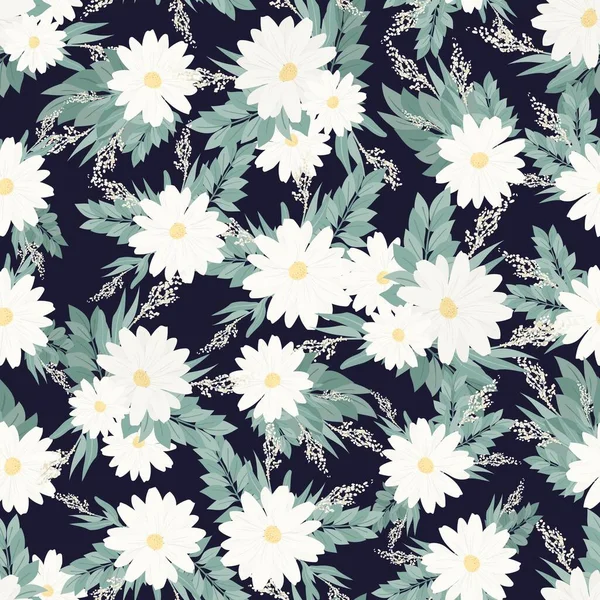 Patrón Sin Costuras Conjunto Ramos Hermosas Flores Primavera Flores Blancas — Vector de stock