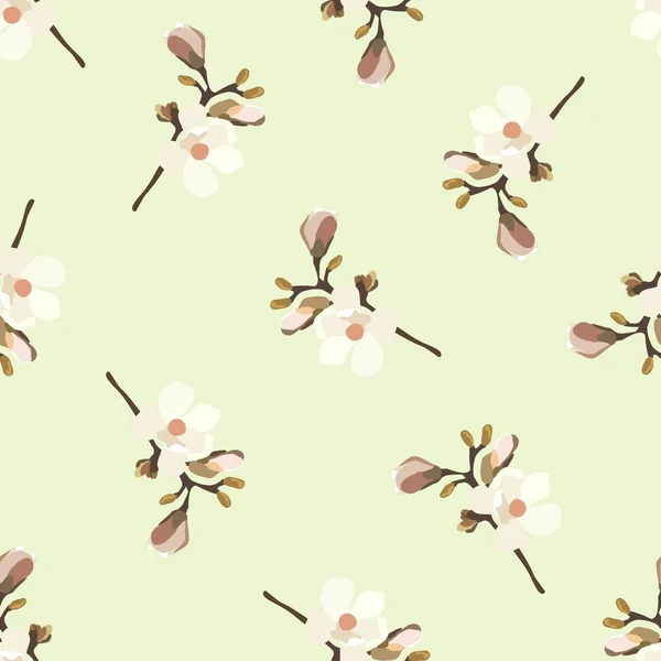 Fleurs Anciennes Modèle Sans Couture Une Branche Arbre Fleurs Illustration — Image vectorielle