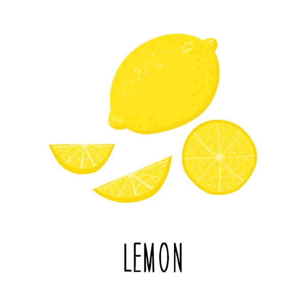 Милий Мультяшний Лимон Лимонні Скибочки Малюнок Дизайну Листівок Друк Футболок — стоковий вектор