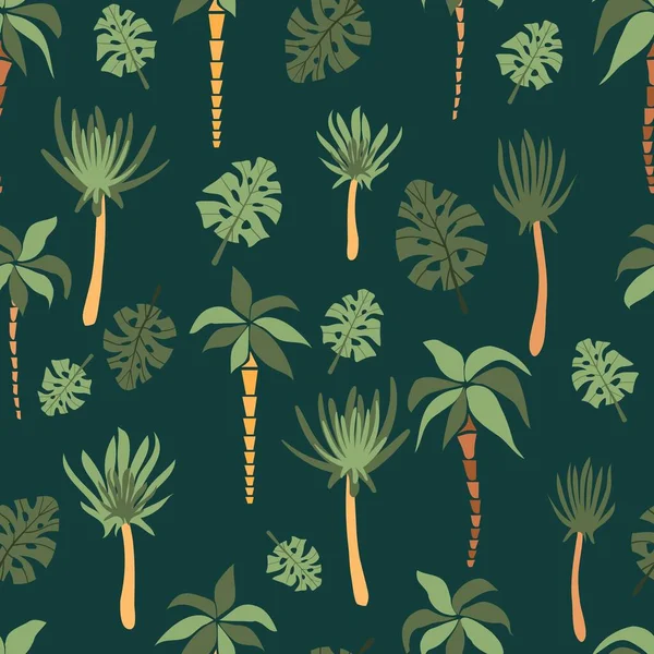 Mignon Dessiné Main Paumes Dessin Animé Cactus Modèle Sans Couture — Image vectorielle