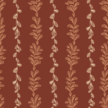 Kusursuz desen. Soyut yapraklar. Çizgi sanatı, karalamalar. Kumaş, kağıt, ambalaj tasarımı için arkaplan.