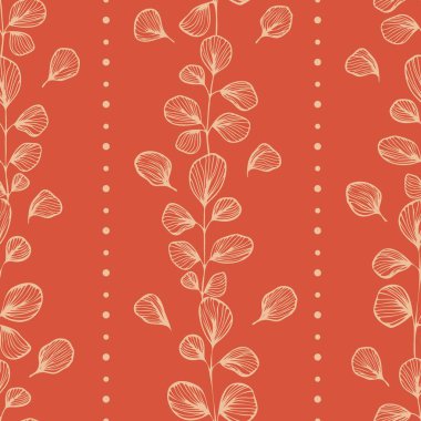 Kusursuz desen. Soyut yapraklar. Çizgi sanatı, karalamalar. Kumaş, kağıt, ambalaj tasarımı için arkaplan.