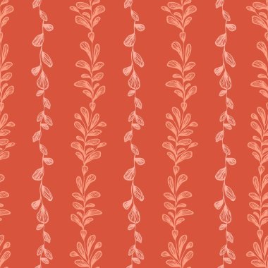 Kusursuz desen. Soyut yapraklar. Çizgi sanatı, karalamalar. Kumaş, kağıt, ambalaj tasarımı için arkaplan.