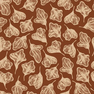 Kusursuz desen. Soyut yapraklar. Çizgi sanatı, karalamalar. Kumaş, kağıt, ambalaj tasarımı için arkaplan.