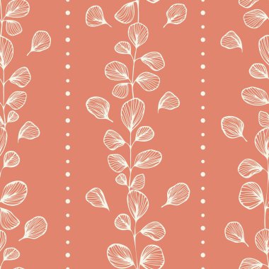 Kusursuz desen. Soyut yapraklar. Çizgi sanatı, karalamalar. Kumaş, kağıt, ambalaj tasarımı için arkaplan.