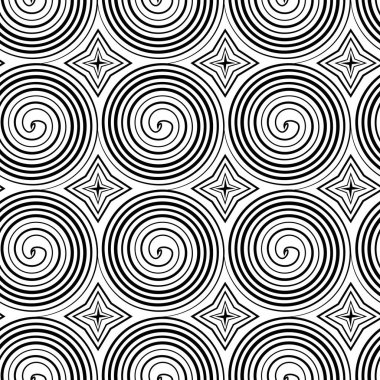 Soyut spiral dokusu. Kusursuz grafik deseni. İzole edilmiş siyah beyaz doku. El işi, kolaj ve parmak izleri için kusursuz bir arkaplan..