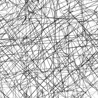 Soyut karalama dokusu. Kusursuz grafik deseni. İzole edilmiş siyah beyaz doku. El işi, kolaj ve parmak izleri için kusursuz bir arkaplan..