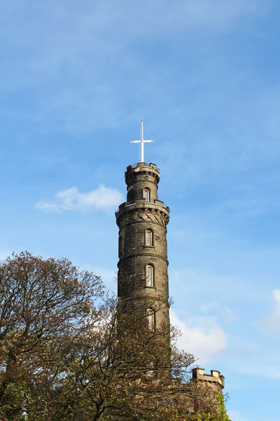 Monumento Nelson em Calton Hill em Edimburgo, Escócia — Fotografia de Stock