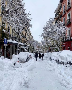 Madrid 'deki büyük tarihi filomena karı.