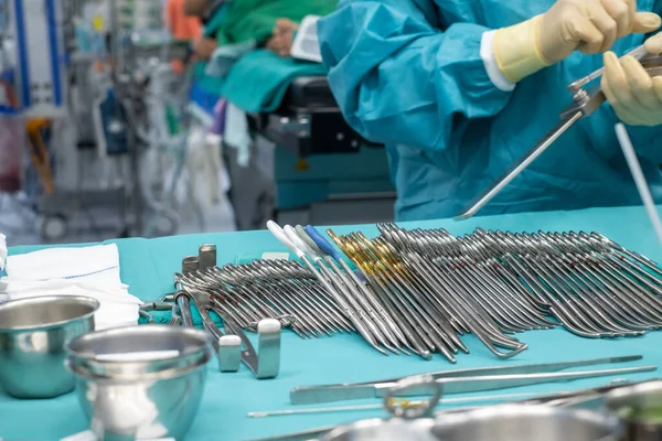 Стерильные Ножницы Другие Медицинские Инструменты Хирургическое Оборудование Медицинские Приборы Операционной — стоковое фото