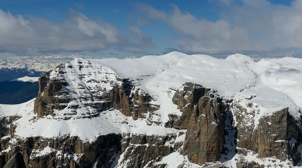 Widok z Sass Pordoi w górnej części Val di Fassa — Zdjęcie stockowe