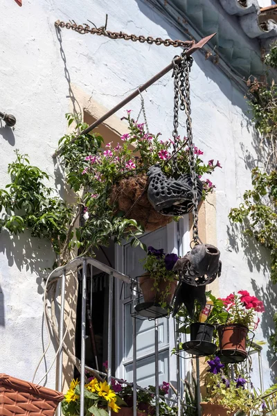 MARBELLA, ANDALUCIA / ESPAGNE - 23 MAI : Pots de fleurs suspendus à un B — Photo