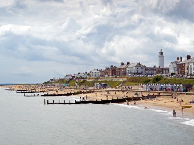 Southwold, Suffolk/Uk - 30 Temmuz: S sahilde zevk insanlar