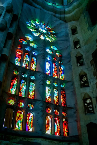 Barcelona Spain Europe June Stained Glass Gaudi Sagrada Familia Barcelona — стоковое фото